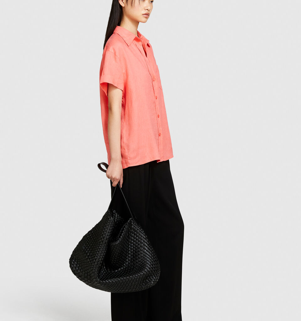 Short sleeve 100% linen shirt - women's shirts - Coral | Sisley image number 2